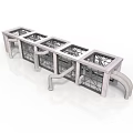 Industrial Equipment Metal Frame Structure Featuring Multiple Square Openings And Connecting Pipes