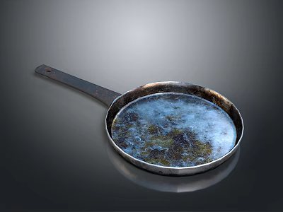 Rusty Frying Pan With Old Stains As Common Household Kitchen Item 3d model