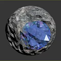 Shiny Purple Crystal Cluster On Silver Rock Base With Blue Glowing Accents