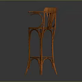 Elegant Rattan Bar Stool With Armrest Curved Legs And Wicker Design