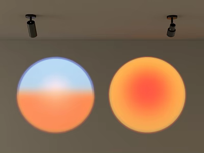 Recessed Spotlights On Ceiling Project Circular Gradient Light Spots With Blue Orange And Red Tones 3d model