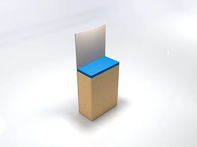 Wooden Storage Cabinet With Blue Top And White Back Panel Structure Design 3d model