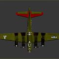 Vintage Military Airplane Model With Green Body Red Tail And Star Insignia