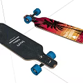 Black And Sunset Palm Tree Graphic Skateboards With Blue Wheels Design