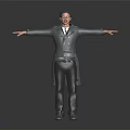 Male Character In Long Coat With Hat And Arms Outstretched On Dark Gradient Background 3d model