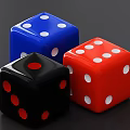Colorful Dice with Dots in Blue Red Black for Board Game Entertainment