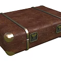 Vintage Brown Leather Suitcase With Metal Straps Buckles And Classic Design