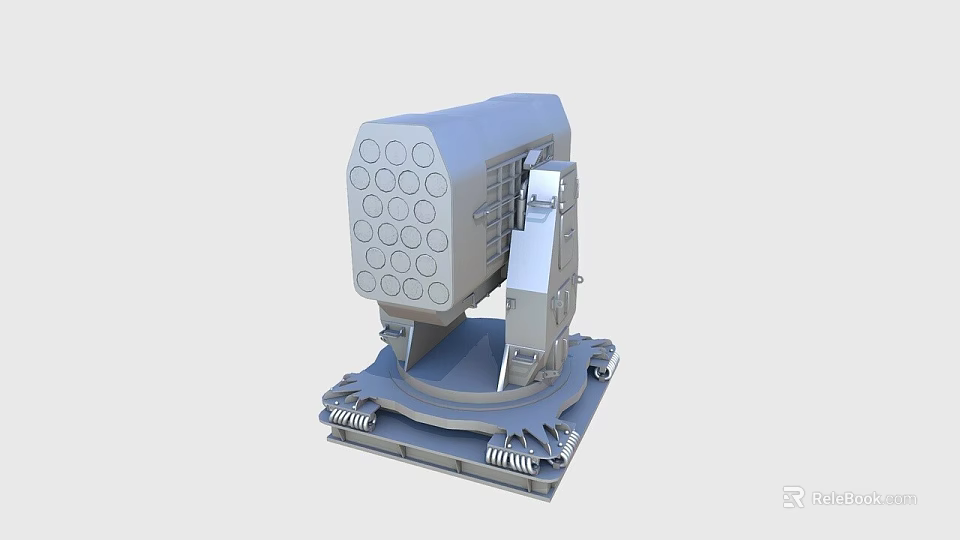 Multi Barrel Weapon Launcher System With Circular Tubes And Base Mount Structure 3d model