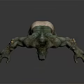 3D Green Ogre Monster Character With Muscular Limbs And Glowing Arms