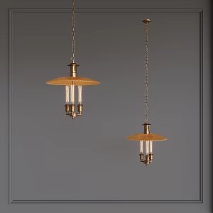 Vintage industrial wind brass glass chandelier 3d model