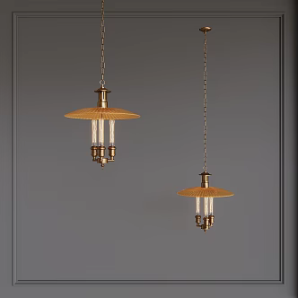Vintage industrial wind brass glass chandelier 3d model