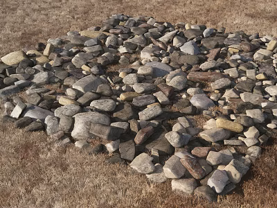 Rustic Outdoor Landscape With Natural Stone and Wood Pile Arrangement 3d model