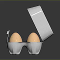 Egg Dog Themed Open Egg Carton with Dozen Fresh Brown Eggs Inside 3d model