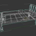 Metal Bed Frame With Purple Mattress And White Pillow On Wheels