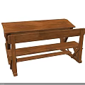 Rustic Wooden Furniture Bench With Sturdy Crossed Legs And Solid Design