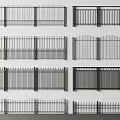 Various Metal Fence Designs With Different Rail Patterns And Structures 3d model