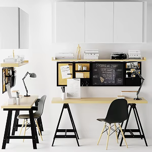 Nordic Desk and Chair Office Stationery Office Desk and Chair Wall Cabinet Locker 3d model