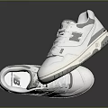 White Gray Casual Sneakers Featuring Modern Design Brand Logo And Textured Sole