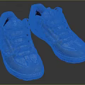 Blue Lace Up Sneakers with Neon Accents Suede Upper Thick Sole Casual Sporty Style