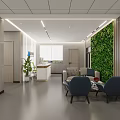 Modern Office Front Desk Reception With Green Living Wall And Sofa Seating Area