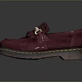 Burgundy Suede Loafers With Tassels Metallic Buckle And Yellow Stitched Soles