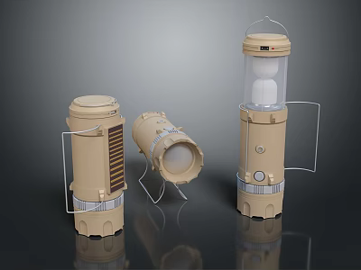 Beige Lanterns As Daily Electrical Appliances With Different Designs And Handle For Outdoor Use 3d model