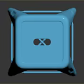 Blue Square Metal Stool With Top Hole And Crossbar Legs Design