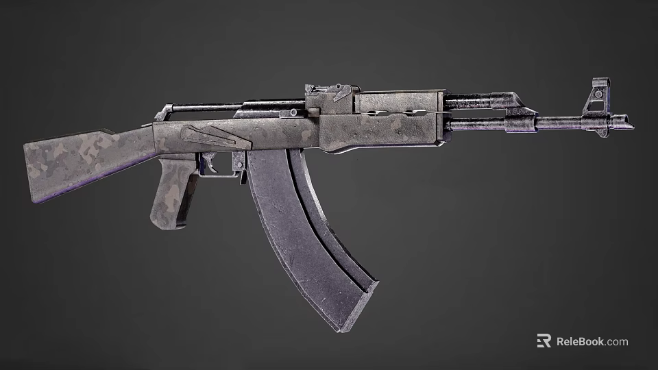 Military Tactical Rifle With Worn Metal Texture And Magazine Design Details 3d model 