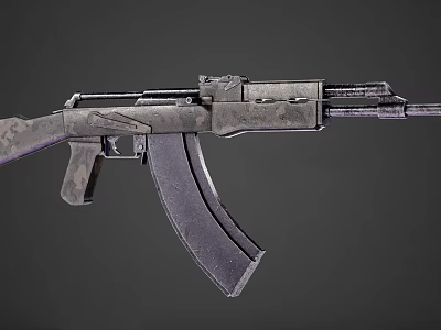 Military Tactical Rifle With Worn Metal Texture And Magazine Design Details 3d model