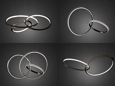 Contemporary Modern Circular Ring Chandeliers With Sleek Metal Frames And LED Glow 3d model