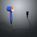 Modern Blue Hair Dryer Electronic Appliance With Power Cord And Plug