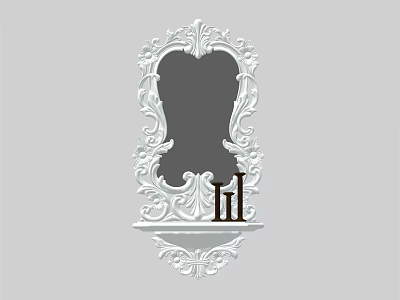 Ornate Classical Design Mirror Featuring Intricate Carvings On Decorative Frame 3d model