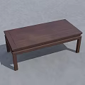 Dark Brown Wooden Coffee Table With Simple Design And Rectangular Top 3d model