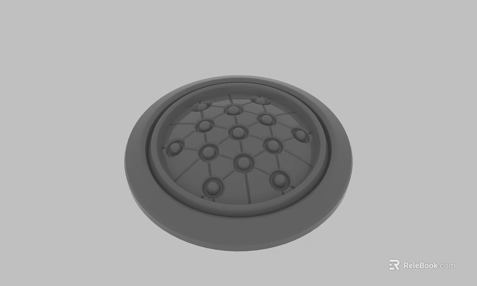 Detailed Circular Gray Object With Grid Pattern And Multiple Circular Holes 3d model 