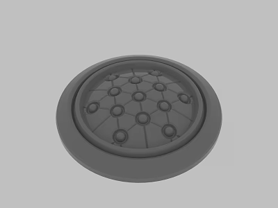 Detailed Circular Gray Object With Grid Pattern And Multiple Circular Holes 3d model