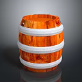 Durable Orange Wooden Barrel With White Hoops For Household Use And Decor