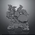 Silver Decorative Sculpture With Intricate Carvings Stable Base And Shiny Finish