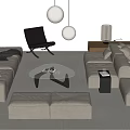 Cream style sofa modern sofa combination multi-person sofa modern sofa table lamp chandelier 3d model