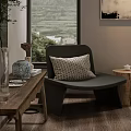 Hotel Guest Room Interior With Comfortable Bed Mountain View Windows Wooden Floor Chair Decorative Painting