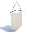 Hanging White Fabric Banner With Wooden Frame And Rope Support