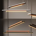 Modern Long Pendant Lights with Wooden and Metal Frames and Warm Illumination for Interior Spaces