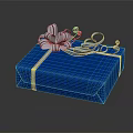 Blue Gift Box With Silver Decorative Bow And Wrapping For Daily Use 3d model