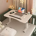 Adjustable Bed Desk With Laptop Phone Mouse Coffee Cup And Star Lights