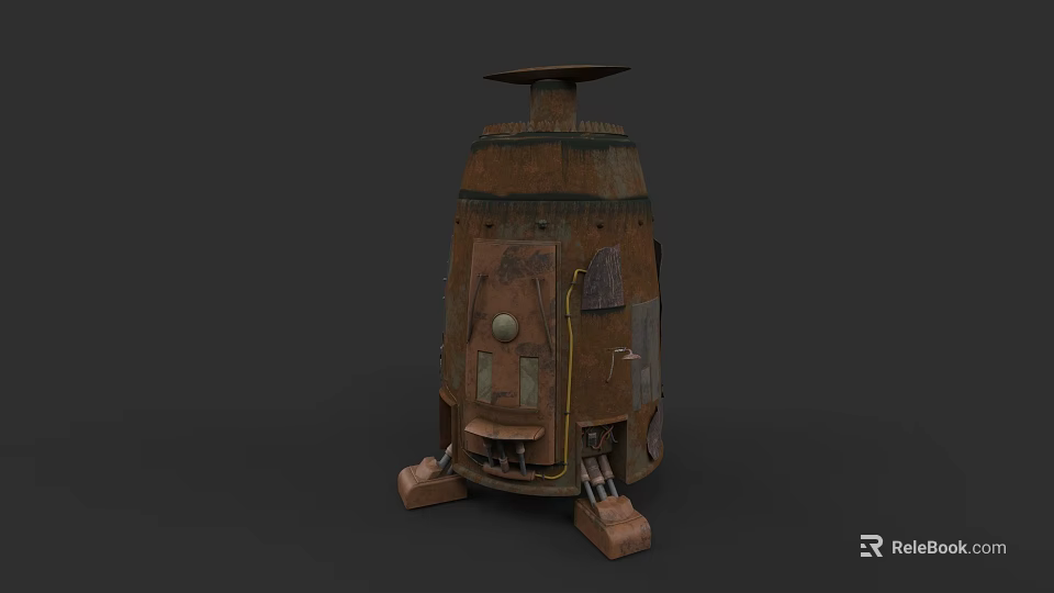 Rustic Metallic Mechanical Structure With Support Legs Top Platform And Detailed Panels 3d model 