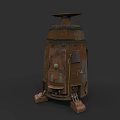 Rustic Metallic Mechanical Structure With Support Legs Top Platform And Detailed Panels