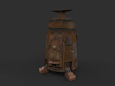 Rustic Metallic Mechanical Structure With Support Legs Top Platform And Detailed Panels 3d model