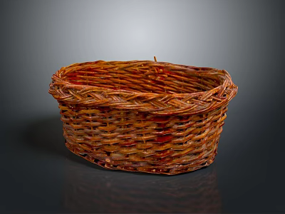 Handwoven Brown Wicker Hanging Basket With Intricate Texture For Decorative Use 3d model