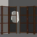 Indoor Wooden Frame Woven Panel Room Divider With Hanging Textiles