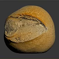 Fresh Round Golden Artisan Bread With Crusty Texture And Reflection 3d model