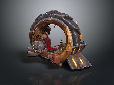 Futuristic Military Vehicle With Circular Mechanical Structure Red Seat And Flame Elements 3d model